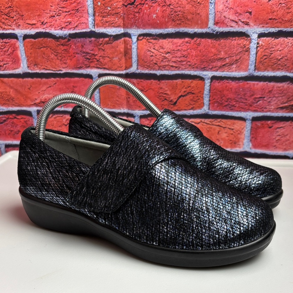 Alegria‎ Lauryn Metallic Slip-on Clogs Crossover Strap Womens 38 (8-8.5) Wide